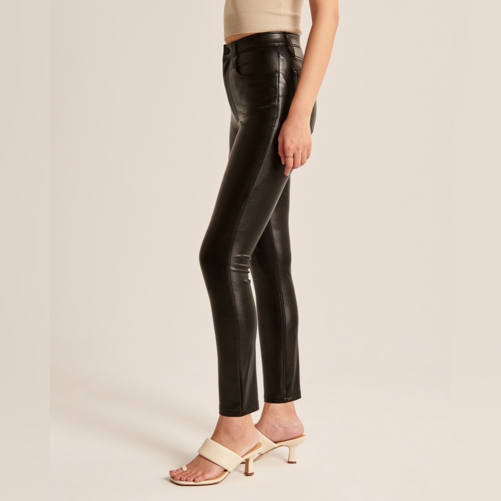 Abercrombie & Fitch Vegan Leather The Skinny High Rise Curve Love Black Sz 29|8S - Picture 2 of 10